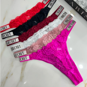 Calcinhas Fio Renda com Alças de Strass "Victoria Secret"
