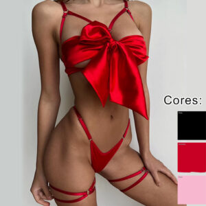 Conjunto Sutiã Laço Calcinha Fio e Persex